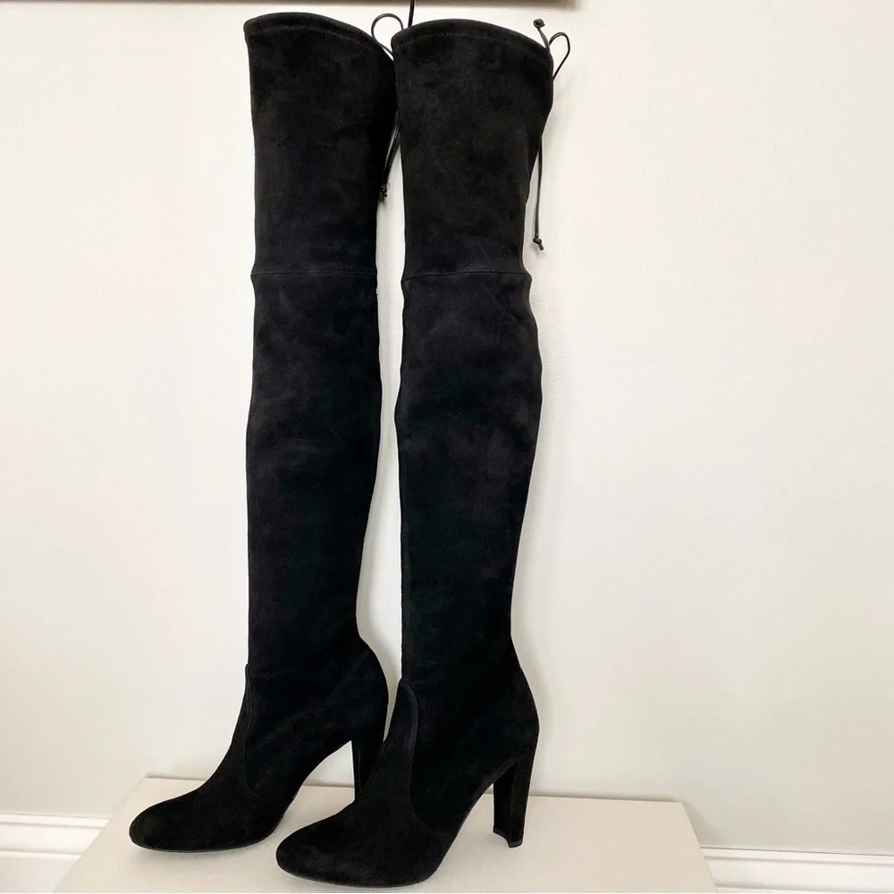 Stuart Weitzman NWT Over-The-Knee Black Suede Boots Size 7